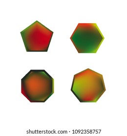 Colorful collection set of soft mesh logo designs or web gradient elements. Pentagonal, hexagonal polygon shapes. Icon sets for apps, games, communications, electronics, agriculture.