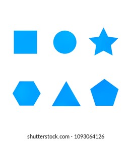 Colorful collection set of soft mesh facet gradient logo designs or web elements. Hexagonal, triangular, pentagonal, round, triangular and star gradient stylish shapes. Geometric logotype.