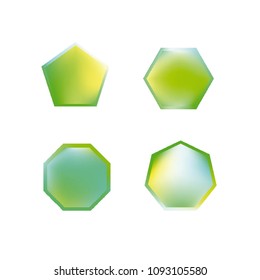 Colorful collection set of soft mesh logo designs or web gradient elements. Pentagonal, hexagonal polygon shapes. Icon sets for apps, games, communications, electronics, agriculture.