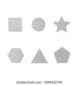 Colorful collection set of soft mesh facet gradient logo designs or web elements. Hexagonal, triangular, pentagonal, round, triangular and star gradient stylish shapes. Geometric logotype.