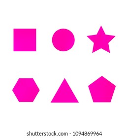 Colorful collection set of soft mesh facet gradient logo designs or web elements. Hexagonal, triangular, pentagonal, round, triangular and star gradient stylish shapes. Geometric logotype.