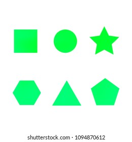 Colorful collection set of soft mesh facet gradient logo designs or web elements. Hexagonal, triangular, pentagonal, round, triangular and star gradient stylish shapes. Geometric logotype.