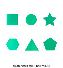 Colorful collection set of soft mesh facet gradient logo designs or web elements. Hexagonal, triangular, pentagonal, round, triangular and star gradient stylish shapes. Geometric logotype.