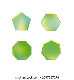 Colorful collection set of soft mesh logo designs or web gradient elements. Pentagonal, hexagonal polygon shapes. Icon sets for apps, games, communications, electronics, agriculture.