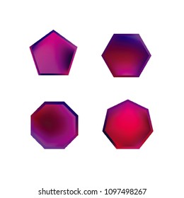 Colorful collection set of soft mesh logo designs or web gradient elements. Pentagonal, hexagonal polygon shapes. Icon sets for apps, games, communications, electronics, agriculture.