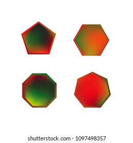 Colorful collection set of soft mesh logo designs or web gradient elements. Pentagonal, hexagonal polygon shapes. Icon sets for apps, games, communications, electronics, agriculture.