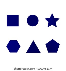 Colorful collection set of soft mesh facet gradient logo designs or web elements. Hexagonal, triangular, pentagonal, round, triangular and star gradient stylish shapes. Geometric logotype.