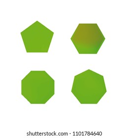 Colorful collection set of soft mesh logo designs or web gradient elements. Pentagonal, hexagonal polygon shapes. Icon sets for apps, games, communications, electronics, agriculture.