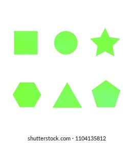 Colorful collection set of soft mesh facet gradient logo designs or web elements. Hexagonal, triangular, pentagonal, round, triangular and star gradient stylish shapes. Geometric logotype.