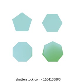 Colorful collection set of soft mesh logo designs or web gradient elements. Pentagonal, hexagonal polygon shapes. Icon sets for apps, games, communications, electronics, agriculture.