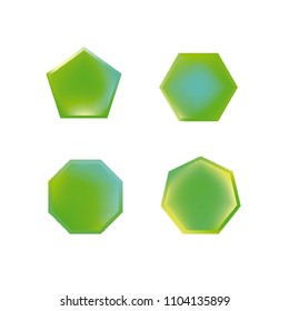 Colorful collection set of soft mesh logo designs or web gradient elements. Pentagonal, hexagonal polygon shapes. Icon sets for apps, games, communications, electronics, agriculture.