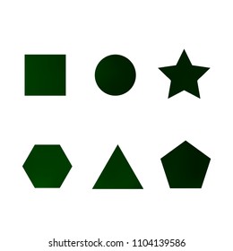 Colorful collection set of soft mesh facet gradient logo designs or web elements. Hexagonal, triangular, pentagonal, round, triangular and star gradient stylish shapes. Geometric logotype.