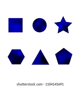 Colorful collection set of soft mesh facet gradient logo designs or web elements. Hexagonal, triangular, pentagonal, round, triangular and star gradient stylish shapes. Geometric logotype.