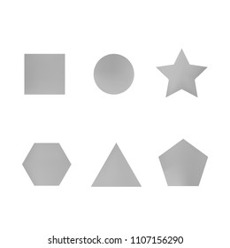 Colorful collection set of soft mesh facet gradient logo designs or web elements. Hexagonal, triangular, pentagonal, round, triangular and star gradient stylish shapes. Geometric logotype.