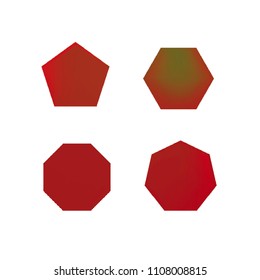 Colorful collection set of soft mesh logo designs or web gradient elements. Pentagonal, hexagonal polygon shapes. Icon sets for apps, games, communications, electronics, agriculture.