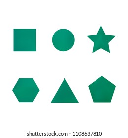 Colorful collection set of soft mesh facet gradient logo designs or web elements. Hexagonal, triangular, pentagonal, round, triangular and star gradient stylish shapes. Geometric logotype.