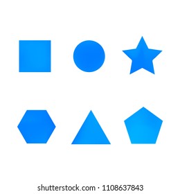 Colorful collection set of soft mesh facet gradient logo designs or web elements. Hexagonal, triangular, pentagonal, round, triangular and star gradient stylish shapes. Geometric logotype.