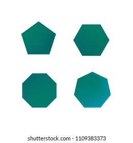 Colorful collection set of soft mesh logo designs or web gradient elements. Pentagonal, hexagonal polygon shapes. Icon sets for apps, games, communications, electronics, agriculture.