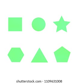 Colorful collection set of soft mesh facet gradient logo designs or web elements. Hexagonal, triangular, pentagonal, round, triangular and star gradient stylish shapes. Geometric logotype.