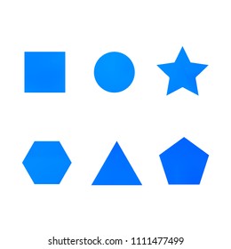 Colorful collection set of soft mesh facet gradient logo designs or web elements. Hexagonal, triangular, pentagonal, round, triangular and star gradient stylish shapes. Geometric logotype.