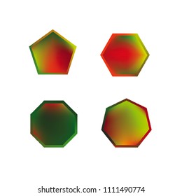 Colorful collection set of soft mesh logo designs or web gradient elements. Pentagonal, hexagonal polygon shapes. Icon sets for apps, games, communications, electronics, agriculture.