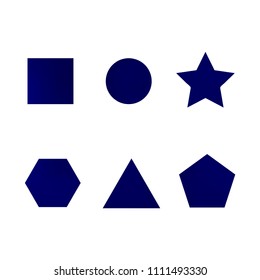 Colorful collection set of soft mesh facet gradient logo designs or web elements. Hexagonal, triangular, pentagonal, round, triangular and star gradient stylish shapes. Geometric logotype.