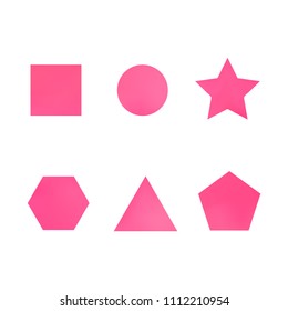 Colorful collection set of soft mesh facet gradient logo designs or web elements. Hexagonal, triangular, pentagonal, round, triangular and star gradient stylish shapes. Geometric logotype.