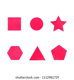Colorful collection set of soft mesh facet gradient logo designs or web elements. Hexagonal, triangular, pentagonal, round, triangular and star gradient stylish shapes. Geometric logotype.