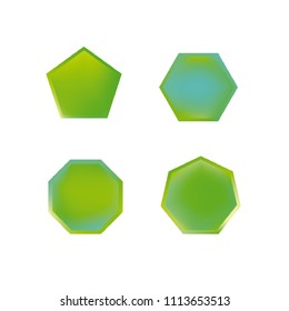 Colorful collection set of soft mesh logo designs or web gradient elements. Pentagonal, hexagonal polygon shapes. Icon sets for apps, games, communications, electronics, agriculture.