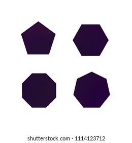 Colorful collection set of soft mesh logo designs or web gradient elements. Pentagonal, hexagonal polygon shapes. Icon sets for apps, games, communications, electronics, agriculture.