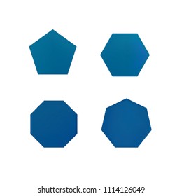 Colorful collection set of soft mesh logo designs or web gradient elements. Pentagonal, hexagonal polygon shapes. Icon sets for apps, games, communications, electronics, agriculture.