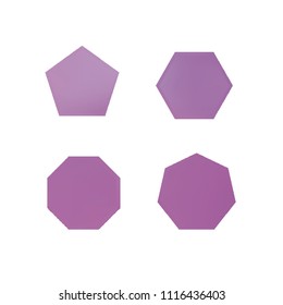 Colorful collection set of soft mesh logo designs or web gradient elements. Pentagonal, hexagonal polygon shapes. Icon sets for apps, games, communications, electronics, agriculture.