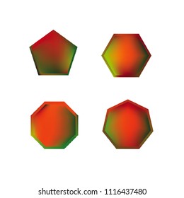 Colorful collection set of soft mesh logo designs or web gradient elements. Pentagonal, hexagonal polygon shapes. Icon sets for apps, games, communications, electronics, agriculture.