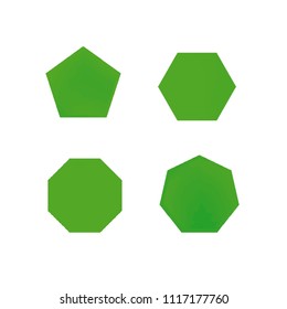 Colorful collection set of soft mesh logo designs or web gradient elements. Pentagonal, hexagonal polygon shapes. Icon sets for apps, games, communications, electronics, agriculture.
