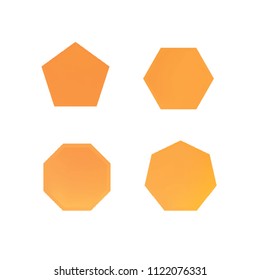 Colorful collection set of soft mesh logo designs or web gradient elements. Pentagonal, hexagonal polygon shapes. Icon sets for apps, games, communications, electronics, agriculture.