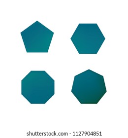 Colorful collection set of soft mesh logo designs or web gradient elements. Pentagonal, hexagonal polygon shapes. Icon sets for apps, games, communications, electronics, agriculture.