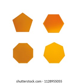 Colorful collection set of soft mesh logo designs or web gradient elements. Pentagonal, hexagonal polygon shapes. Icon sets for apps, games, communications, electronics, agriculture.