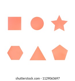 Colorful collection set of soft mesh facet gradient logo designs or web elements. Hexagonal, triangular, pentagonal, round, triangular and star gradient stylish shapes. Geometric logotype.