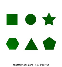Colorful collection set of soft mesh facet gradient logo designs or web elements. Hexagonal, triangular, pentagonal, round, triangular and star gradient stylish shapes. Geometric logotype.
