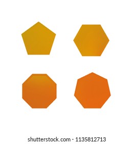 Colorful collection set of soft mesh logo designs or web gradient elements. Pentagonal, hexagonal polygon shapes. Icon sets for apps, games, communications, electronics, agriculture.