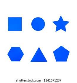 Colorful collection set of soft mesh facet gradient logo designs or web elements. Hexagonal, triangular, pentagonal, round, triangular and star gradient stylish shapes. Geometric logotype.
