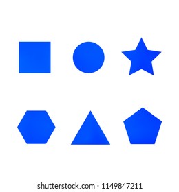 Colorful collection set of soft mesh facet gradient logo designs or web elements. Hexagonal, triangular, pentagonal, round, triangular and star gradient stylish shapes. Geometric logotype.