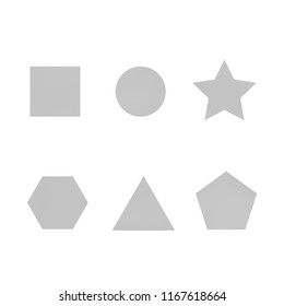 Colorful collection set of soft mesh facet gradient logo designs or web elements. Hexagonal, triangular, pentagonal, round, triangular and star gradient stylish shapes. Geometric logotype.