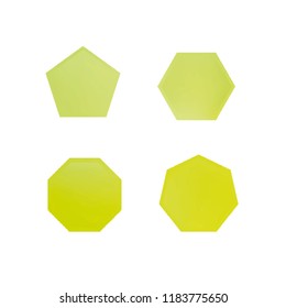 Colorful collection set of soft mesh logo designs or web gradient elements. Pentagonal, hexagonal polygon shapes. Icon sets for apps, games, communications, electronics, agriculture.
