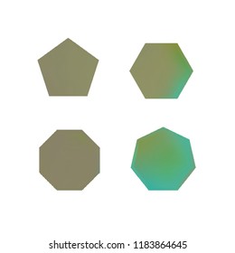 Colorful collection set of soft mesh logo designs or web gradient elements. Pentagonal, hexagonal polygon shapes. Icon sets for apps, games, communications, electronics, agriculture.