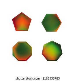 Colorful collection set of soft mesh logo designs or web gradient elements. Pentagonal, hexagonal polygon shapes. Icon sets for apps, games, communications, electronics, agriculture.