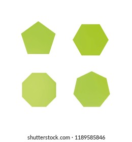 Colorful collection set of soft mesh logo designs or web gradient elements. Pentagonal, hexagonal polygon shapes. Icon sets for apps, games, communications, electronics, agriculture.