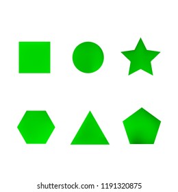Colorful collection set of soft mesh facet gradient logo designs or web elements. Hexagonal, triangular, pentagonal, round, triangular and star gradient stylish shapes. Geometric logotype.