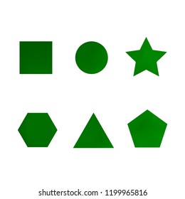 Colorful collection set of soft mesh facet gradient logo designs or web elements. Hexagonal, triangular, pentagonal, round, triangular and star gradient stylish shapes. Geometric logotype.