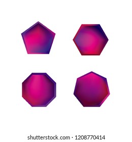 Colorful collection set of soft mesh logo designs or web gradient elements. Pentagonal, hexagonal polygon shapes. Icon sets for apps, games, communications, electronics, agriculture.